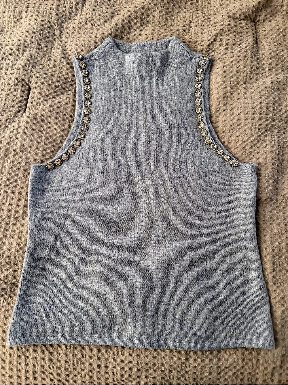 House of Harlow 1960 Embellished Sweater Tank in Blue Size Medium NWT
